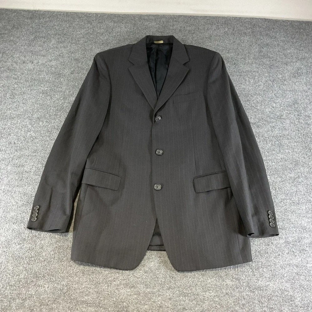 Banana Republic Modern Mens Blazer 42L Wool Charcoal Gray Pinstripe 3 Button Sui